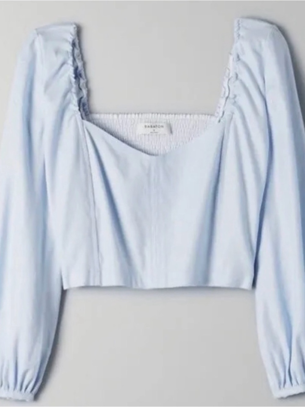 Babaton Light Blue Long Sleeve Crop Top